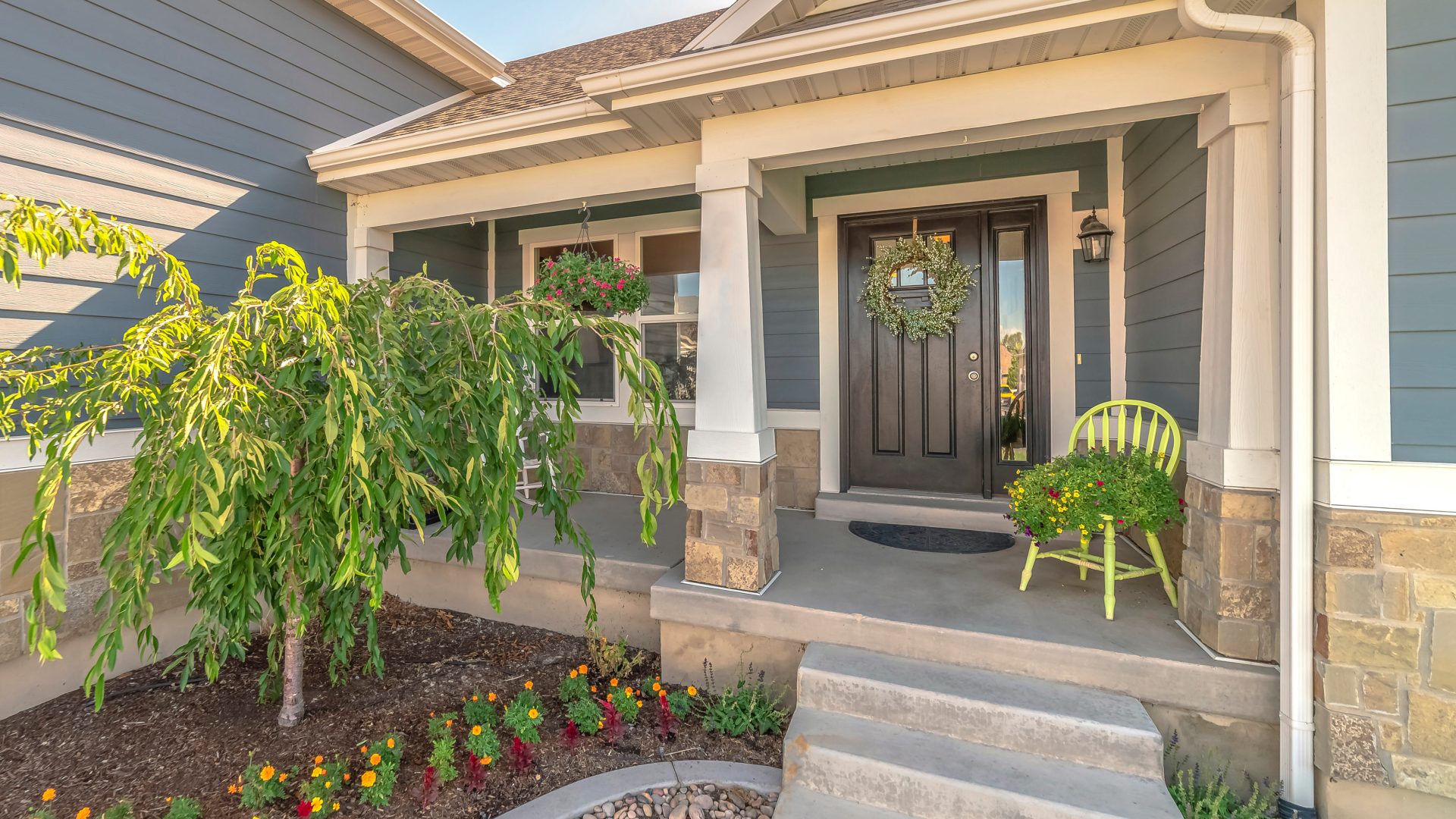 Beautiful Dark Entry Door With Sidelight