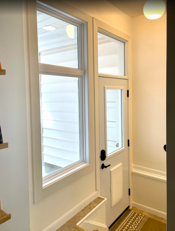 An interior view of Dana L.’s redone rear entrance